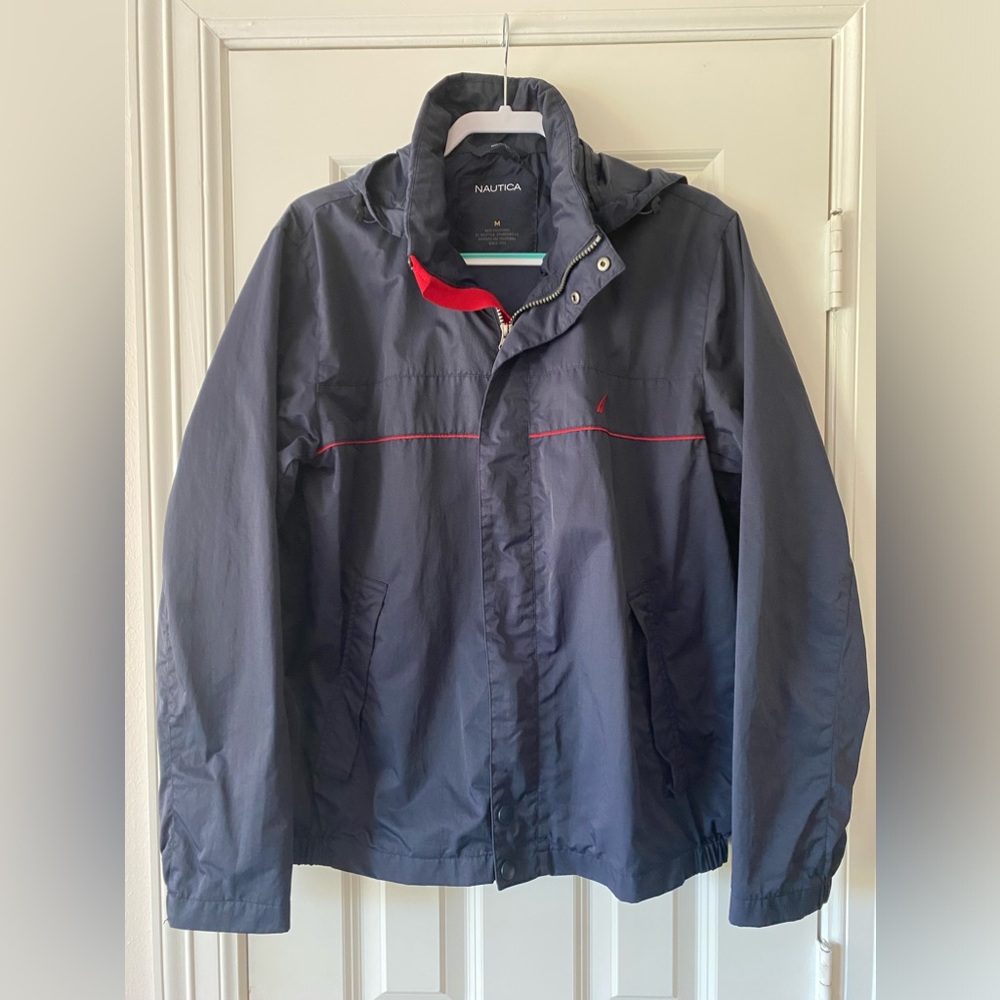 Nautica Windbreaker Jacket  -M- Blue Full Zip Hoodie